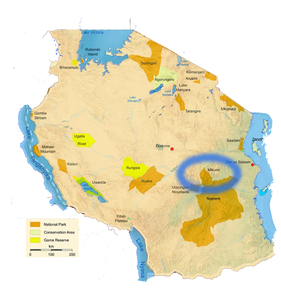 Mikumi Map Tanzania